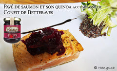 Pavé de saumon et son quinoa avec Confit de betteraves
