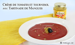 Crème de tomates et tournesol avec Tartinade de mangues