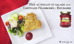 Pâté au poulet et salade avec Tartinade Framboises - Rhubarbe