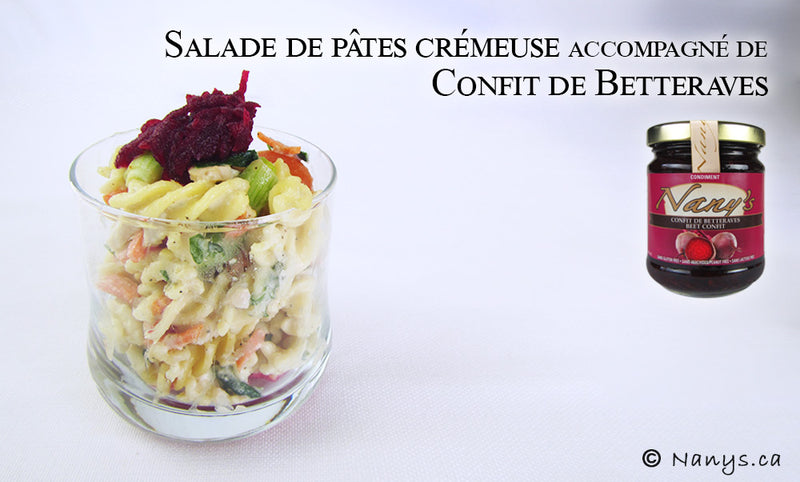 Salade de pâtes crémeuse accompagné de Confit de Betteraves